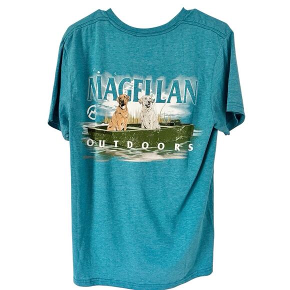 Magellan Outdoors Other - Magellan Outdoors Blue Graphic Tshirt Labrador Dog Boat Hunting Mens Size Medium